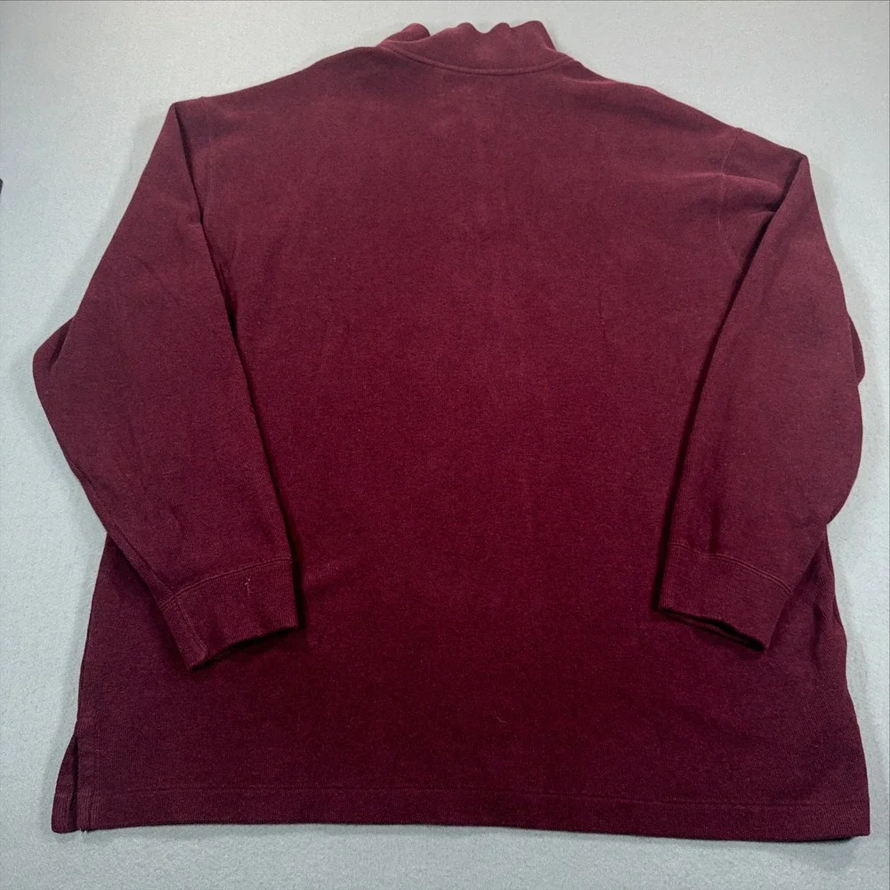 Polo Ralph Lauren Mens 2XLT Burgundy Cotton Ribbed Quarter Zip Pullover Sweater